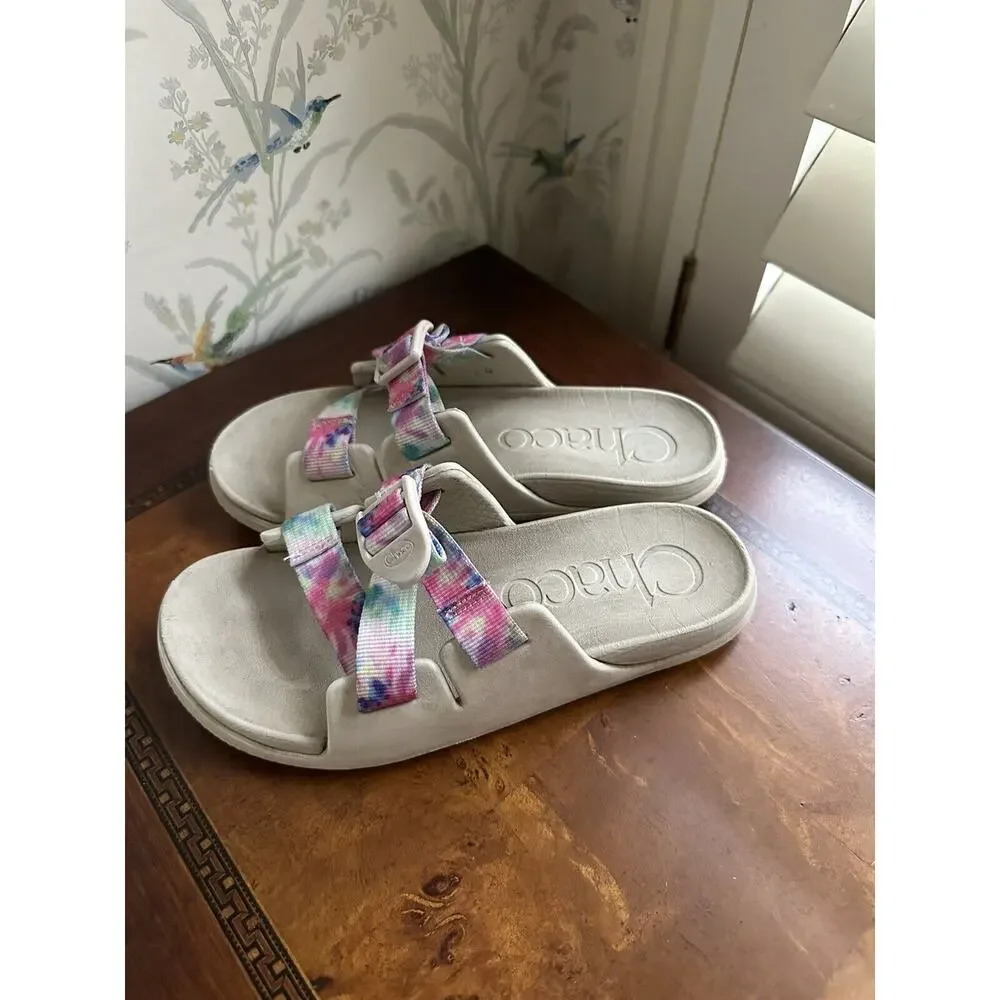 Chaco 4 big kids Chillos girls shoes slides sandals tie dye Fit Women’s Size 5